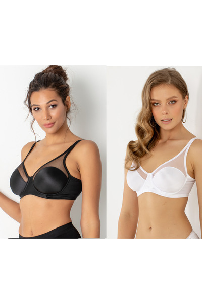 Miorre حزمة مزدوجة من حمالة الصدر النسائية باللونين الأبيض والأسود Minimizer ...