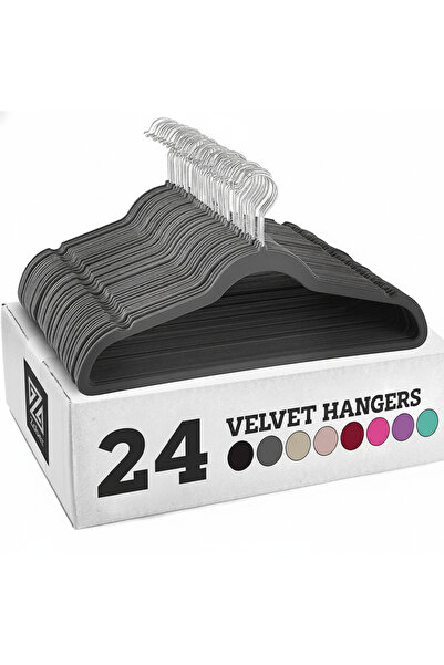 Living مجموعة من الشماعات المخملية الأنيقة لتنظيم الملابس _24 قطعة