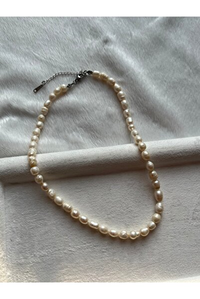 PelvedDesign قلادة من اللؤلؤ الطبيعي الحقيقي، جهاز فولاذي مصنوع يدويًا، دائم