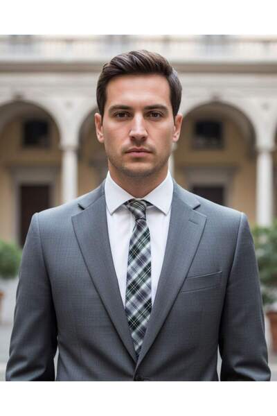 1001 Kravat ربطة عنق رفيعة منقوشة باللونين الأبيض والأسود بعرض 7 سم