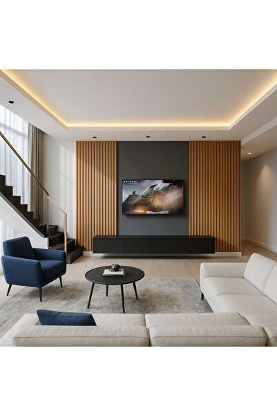 MAC DİZAYN Milas 240 cm Soft Mat Siyah TV Ünitesi – Sessiz Şıklığın Modern Yorumu