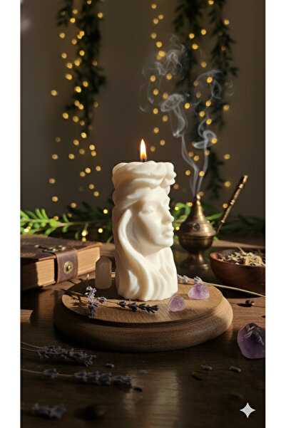 imoi Bella Candle 11cm Dekoratif El Yapımı Doğal Beyaz Mum
