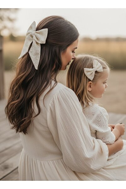 Toka Delisi Krem Fisto El Yapımı Anne Kız Klasik Otomatik Fiyonk Toka Özel Tasarım, Kına Nikah Kadin Toka