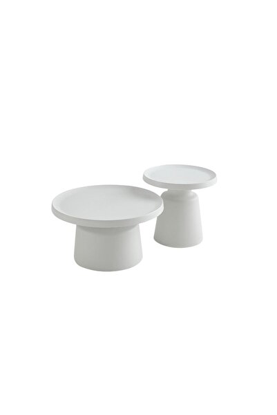 Al Saada Home Set of Metal Serving Tables - 2 Pieces - White