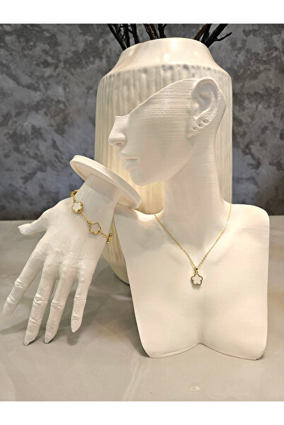 Alyas Aksesuar Clover Necklace and Bracelet Set