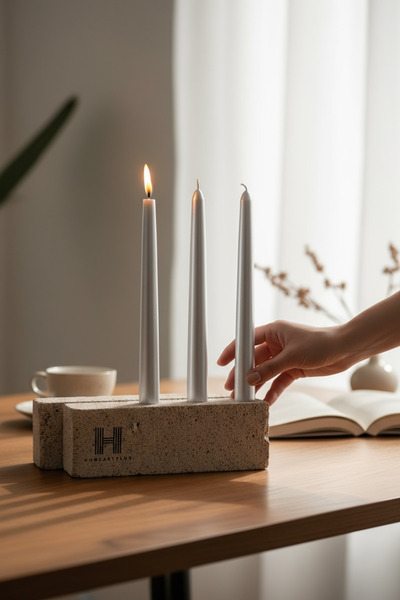 a&p Metalik renk Gümüş dekoratif Şamdan mum 3 adet (25x2.2cm)