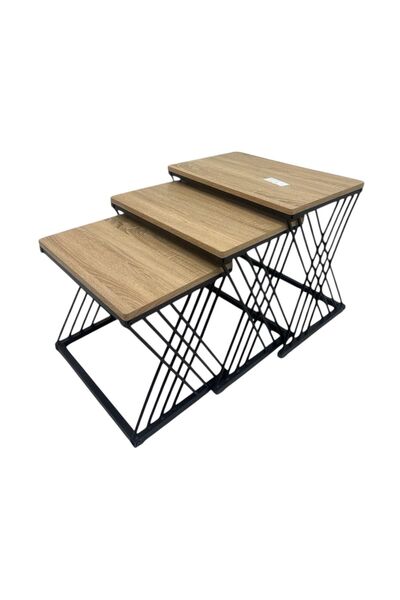 Al Saada Home Limited Quantity Wooden Service Table Set - 3 Pieces