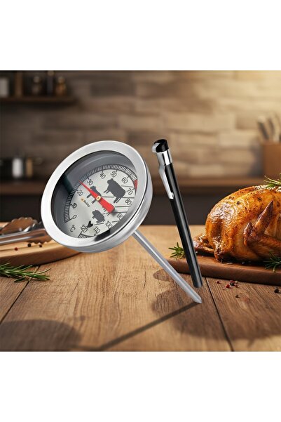 ISO TRADE Analogue meat thermometer with 13 cm probe – precise measurements for grilling and smoking