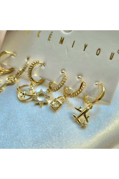 Haze Non-Tarnish Steel Yakemiyou Space Earring Set