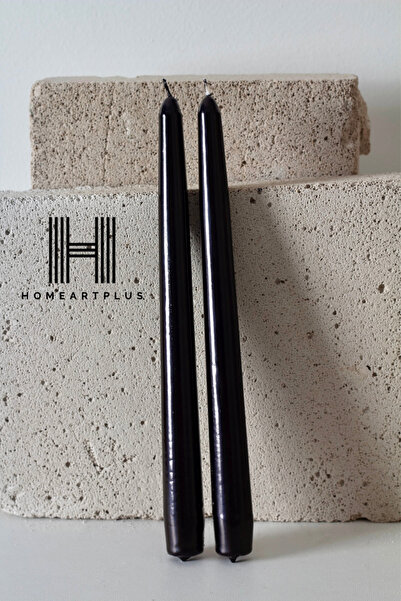 homeartplus Metalik Siyah Renk 2 li Şamdan Mum (çap 2.2 boy 25cm)
