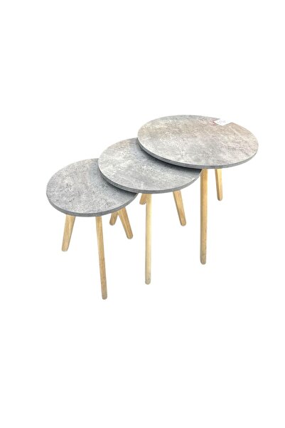 Al Saada Home Limited Quantity Service Table Set - Gray - 3 Pieces