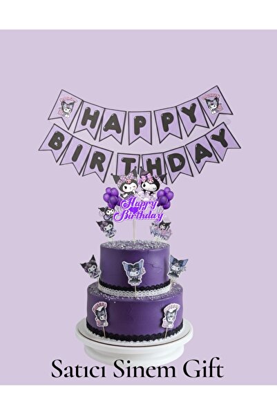 Sinem Gift Kuromi Pasta Süsü - Kuromili Pasta Süsü - Kuromi Konseptli Süs - K...