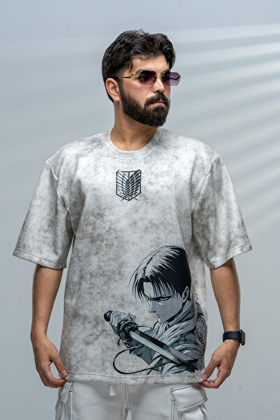 saneafn White T-shirt with Levi Ackerman design