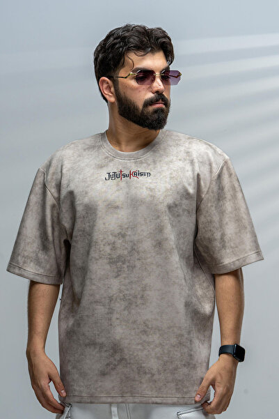 saneafn Beige T-shirt with Sukuna character design