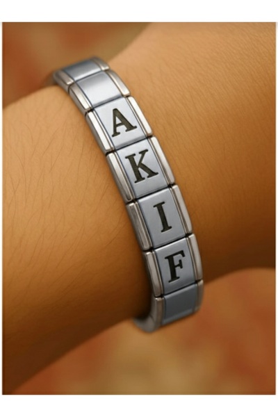 Heryerden Kişiye Özel İsimli İtalyan Charm Unisex Bileklik Paslanmaz Çelik, H...