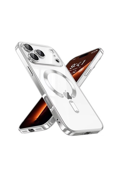 REDz Accessories Husă Luxe Armor cu Magsafe pentru iPhone 17 Pro, protecție cameră, silicon, transparentă, argintie
