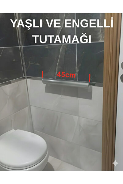 BULUT DİZAYN VE HEDİYELİK EŞYA Alüminyum ELOKSAL Yaşlı ve Engelli tutamak, Korkuluk Yaşlı Engelli Duvar Tutamağı 45 Cm