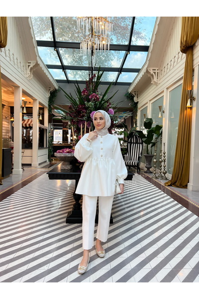 SSDESİNG Σετ κρεπ με κουμπιά από λευκή πέτρα