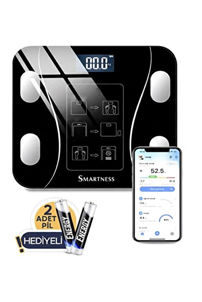 Smartness Dijital Baskül Yağ Su Kas Vücut Kitle Endeksi Kilo Ölçer Tartı