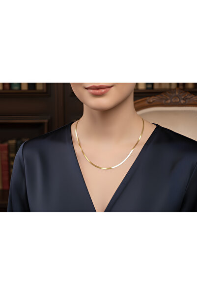 BANEDETTA قلادة فولاذية رفيعة بتصميم حزام السمكة من الموسم الجديد بلون ذهبي