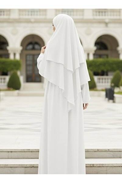 Atelier Cheval Umrah Suit, Hajj, Medina Silk Souffle Dress Veil Set, Women's Ferace Set, Dress Set (3 Pieces)