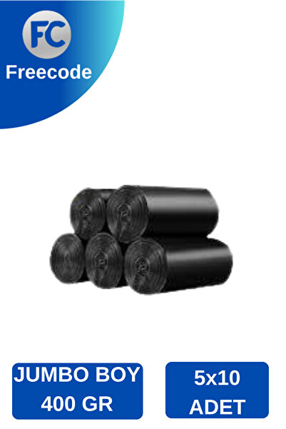 Freecode Çöp Torbası Jumbo Boy 400 gr 10’lu 5 Rulo 80x110 Çöp Poşeti