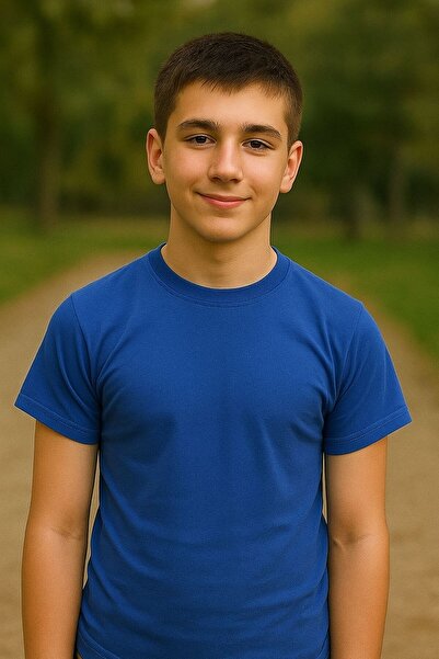 Mcr Mcrkids Unisex Велосипедна комір Indigo Короткий рукав Футболка 13-14-15-16 РІКІВ INDIGO