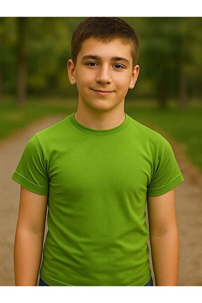 Mcr Mcrkids Unisex Μπλουζάκι με κοντό μανίκι χακί με λαιμόκοψη 13-14-15-16 ΕΤΩΝ ΠΡΑΣΙΝΟ