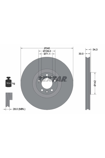 TEXTAR Disc Frana Peugeot Rcz