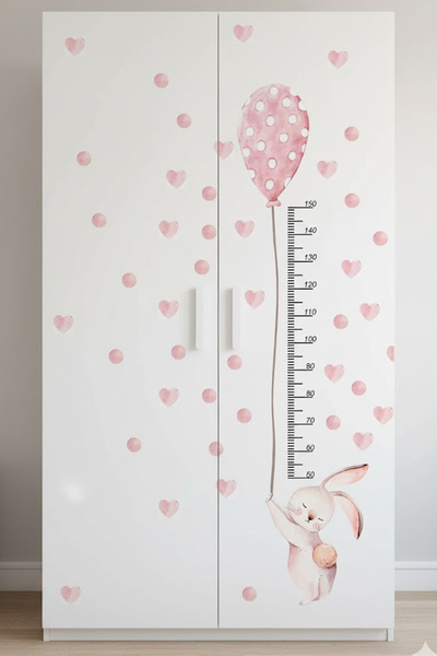 KT Decor مجموعة ملصقات حائط على شكل أرنب مع بالونات لغرفة البنات