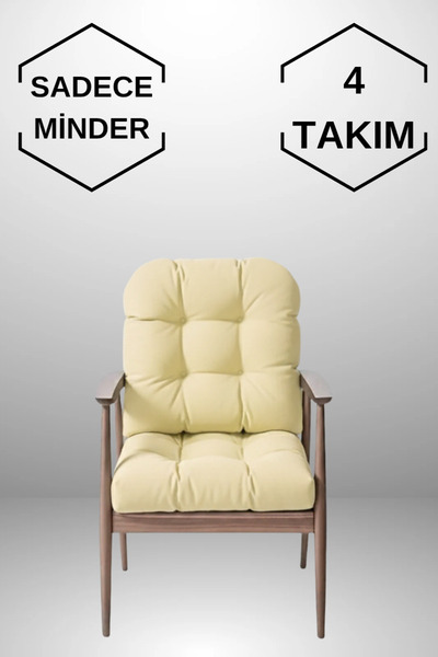 MoMMe Sandalye Minderi 45x45 CM Oturma Ve Sırt ( 4 TAKIM ) BEJ RENK