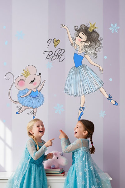 KT Decor Soba devojčice, balerina i miš, naljepnica za dečiju sobu