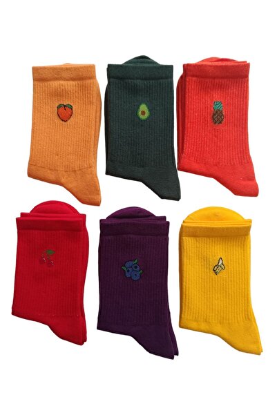 stellare Κάλτσες Unisex με μοτίβο φρούτων 6 ζευγάρια Βαμβακερές κολεγιακές κάλτσες χωρίς ραφή