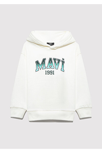 Mavi Logo Hooded Ecru Sweatshirt 6S10167-70057