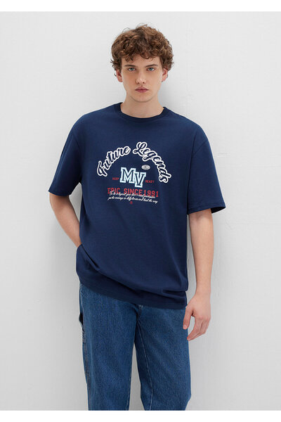 Mavi Μπλουζάκι με στάμπα Navy Blue Loose Fit / Loose Comfortable Cut 0612850-89353