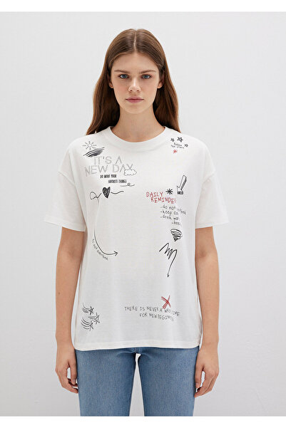 Mavi Printed Ecru T-Shirt Loose Fit / Relaxed Fit 1613327-70057