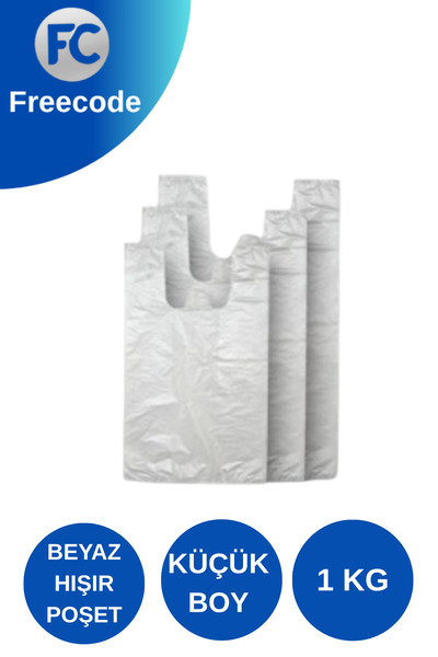 Freecode Beyaz Market Pazar Taşıma Poşeti Küçük Boy 24x46 Cm 1 Kg (110-115 Adet)