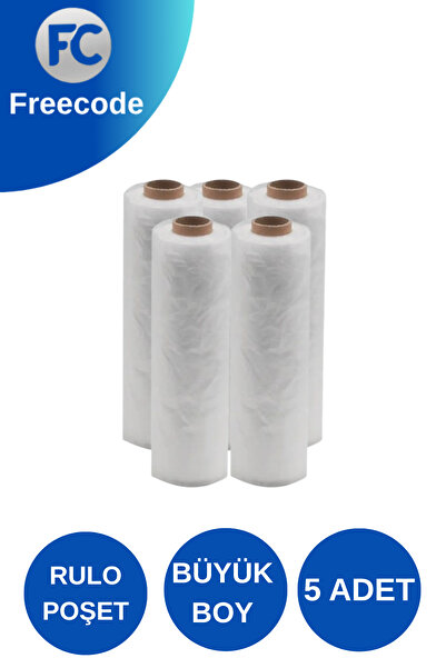 Freecode Rulo Poşet Büyük Boy Market Manav Poşeti 5 Rulo