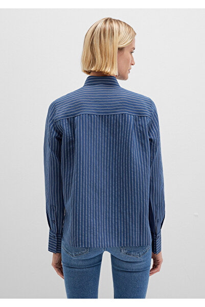 Mavi Tencel TM Liyosel Karışımlı Çizgili Gömlek Regular Fit / Normal Kesim 1211374-91372