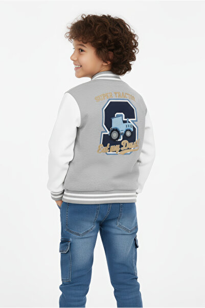 Kyron Jachetă de colegiu alb-negru pentru băieți – Jachetă de hanorac confortabilă cu fermoar în stil sport