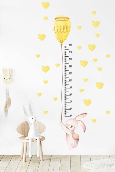 KT Decor Bunny Height Measurer Wall Sticker Set with Balloons