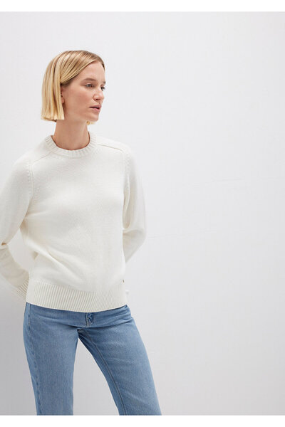 Mavi Silk Blend Crew Neck Ecru Sweater Regular Fit / Regular Cut 1710726-70057