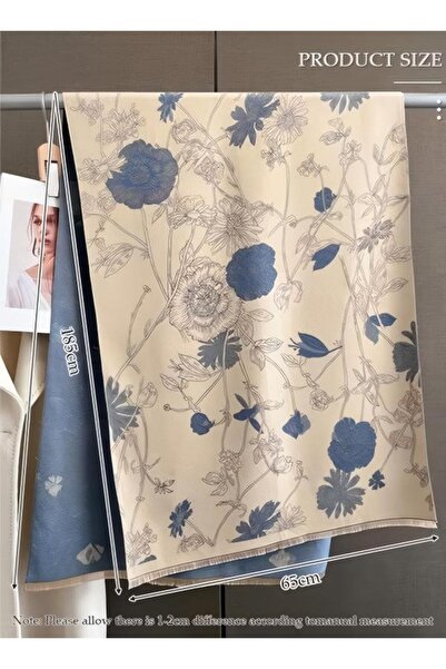 Generic Women Warm Scarf, Imitation Cashmere Shawl with Tassel, Double-sided Printed Scarf,Square Headscarf