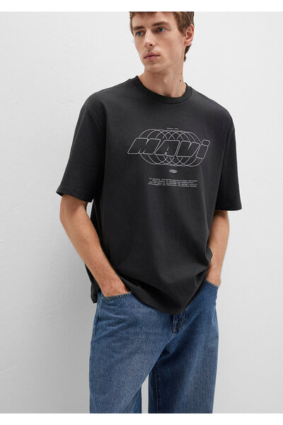 Mavi Printed Anthracite T-Shirt Relaxed Fit / Comfortable Cut 0612911-70090