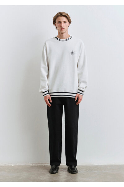 Mavi Weißes Sweatshirt mit Streifendetail 0S10378-70057