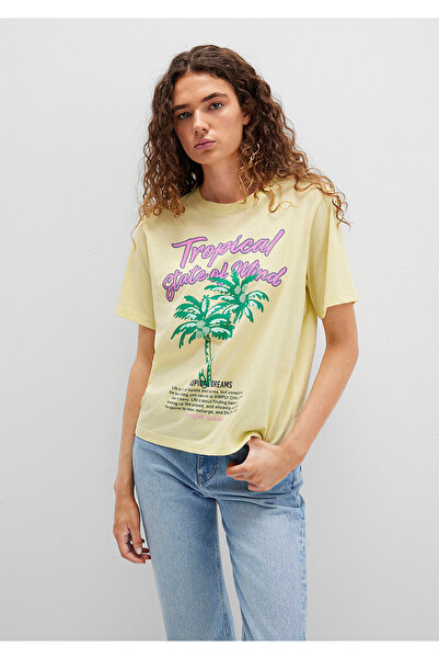 Mavi Plaj Baskılı Sarı Tişört Regular Fit / Normal Kesim 1613490-71319