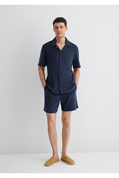 Mavi Dunkelgraues Herren-Kurzarmhemd M0211565-82183