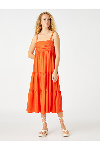 Koton Strappy Midi Φόρεμα με λεπτομέρεια ντραπέ