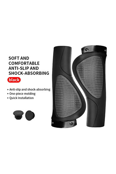 Choice مقابض مقود دراجة هوائية مقاومة للصدمات مريحة باللون الأسود مصنوعة من ا...