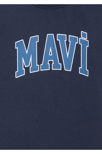 Mavi Μπλουζάκι με τυπωμένο λογότυπο Navy Blue Regular Fit / Normal Cut 6610030-82318